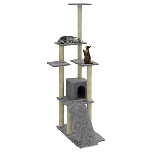Hovothy Kratzbaum Katzenkratzbaum Säulen mit Natürlichem Sisal Umwickelt Mehrstufige Katzenturm Katzenmöbel für Katzen zum Kratzen Klettern Sitzen Verstecken und Ausruhen Hellgrau 54x73x155 cm Hovothy Kratzbaum Katzenkratzbaum Säulen mit Natürlichem Sisal Umwickelt Mehrstufige Katzenturm Katzenmöbel für Katzen zum Kratzen Klettern Sitzen Verstecken und Ausruhen Hellgrau 54x73x155 cm von Hovothy