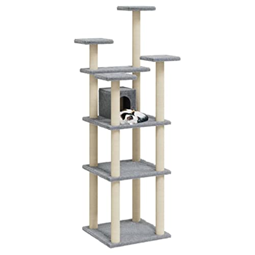 Hovothy Kratzbaum Katzenkratzbaum Säulen mit Natürlichem Sisal Umwickelt Mehrstufige Katzenturm Katzenmöbel für Katzen zum Kratzen Klettern Sitzen Verstecken und Ausruhen Hellgrau 60,5x60,5x171 cm Hovothy Kratzbaum Katzenkratzbaum Säulen mit Natürlichem Sisal Umwickelt Mehrstufige Katzenturm Katzenmöbel für Katzen zum Kratzen Klettern Sitzen Verstecken und Ausruhen Hellgrau 60,5x60,5x171 cm von Hovothy