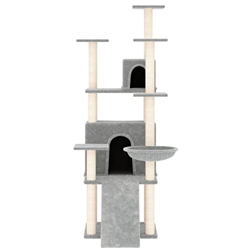 Hovothy Kratzbaum Katzenkratzbaum Säulen mit Natürlichem Sisal Umwickelt Mehrstufige Katzenturm Katzenmöbel für Katzen zum Kratzen Klettern Sitzen Verstecken und Ausruhen Hellgrau 63x80x154 cm Hovothy Kratzbaum Katzenkratzbaum Säulen mit Natürlichem Sisal Umwickelt Mehrstufige Katzenturm Katzenmöbel für Katzen zum Kratzen Klettern Sitzen Verstecken und Ausruhen Hellgrau 63x80x154 cm von Hovothy