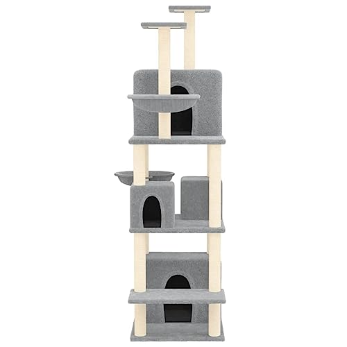 Hovothy Kratzbaum Katzenkratzbaum Säulen mit Natürlichem Sisal Umwickelt Mehrstufige Katzenturm Katzenmöbel für Katzen zum Kratzen Klettern Sitzen Verstecken und Ausruhen Hellgrau 64x97x180 cm Hovothy Kratzbaum Katzenkratzbaum Säulen mit Natürlichem Sisal Umwickelt Mehrstufige Katzenturm Katzenmöbel für Katzen zum Kratzen Klettern Sitzen Verstecken und Ausruhen Hellgrau 64x97x180 cm von Hovothy