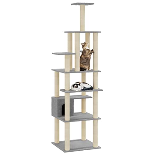 Hovothy Kratzbaum Katzenkratzbaum Säulen mit Natürlichem Sisal Umwickelt Mehrstufige Katzenturm Katzenmöbel für Katzen zum Kratzen Klettern Sitzen Verstecken und Ausruhen Hellgrau 74x74x183 cm Hovothy Kratzbaum Katzenkratzbaum Säulen mit Natürlichem Sisal Umwickelt Mehrstufige Katzenturm Katzenmöbel für Katzen zum Kratzen Klettern Sitzen Verstecken und Ausruhen Hellgrau 74x74x183 cm von Hovothy
