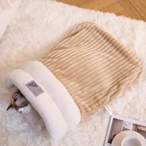 Katzenschlafsack, Schlafsack Katze, Cat Sleeping Bag, Haustier Winterschlafsack aus Plüsch, Weiches, Bequemes und Warmes Katzenbett, Braun, L Katzenschlafsack, Schlafsack Katze, Cat Sleeping Bag, Haustier Winterschlafsack aus Plüsch, Weiches, Bequemes und Warmes Katzenbett, Braun, L von Hovoto