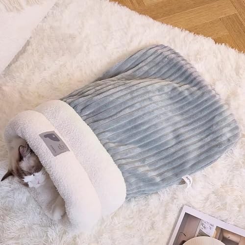 Katzenschlafsack, Schlafsack Katze, Cat Sleeping Bag, Haustier Winterschlafsack aus Plüsch, Weiches, Bequemes und Warmes Katzenbett, Grau, L Katzenschlafsack, Schlafsack Katze, Cat Sleeping Bag, Haustier Winterschlafsack aus Plüsch, Weiches, Bequemes und Warmes Katzenbett, Grau, L von Hovoto