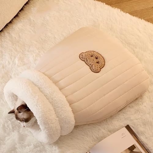 Katzenschlafsack, Schlafsack Katze, Cat Sleeping Bag, Haustier Winterschlafsack aus Plüsch, Weiches, Bequemes und Warmes Katzenbett, Hellbraun, M Katzenschlafsack, Schlafsack Katze, Cat Sleeping Bag, Haustier Winterschlafsack aus Plüsch, Weiches, Bequemes und Warmes Katzenbett, Hellbraun, M von Hovoto