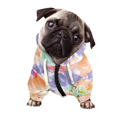 Howilath Basic Hunde-Kapuzenpullover, Regenbogenstreifen, abstrakt, bunt, mit Reißverschluss, Sweatshirt mit Hut, Katze, Kapuzen-Shirts, Welpen-Kostüme, L von Howilath