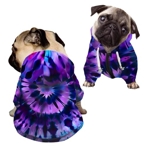 Howilath Haustierkleidung für Hunde, spiralförmig, Batikfärbung, für kaltes Wetter, Hundemantel, Kapuzen-Sweatshirt mit Tasche, Reißverschluss, Größe S, Violett Howilath Haustierkleidung für Hunde, spiralförmig, Batikfärbung, für kaltes Wetter, Hundemantel, Kapuzen-Sweatshirt mit Tasche, Reißverschluss, Größe S, Violett von Howilath
