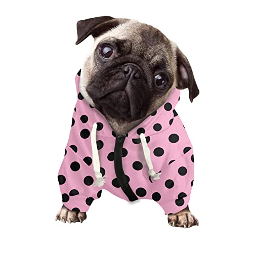 Howilath Hund Hoodie Hundepullover mit Mütze, Schwarz Polka Dot Print Weich und Warm Hundepullover für Kleine Mittlere Große Hunde Katzen Shirt - Rosa von Howilath