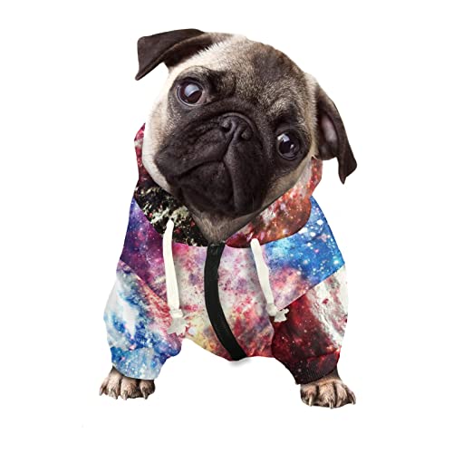 Howilath Hund Sweatshirt Haustier Hoodie, Nebel Galaxy Muster Sweatshirt mit Hut, Katze Kapuzenshirts Sweatshirts für kleine mittelgroße Hunde - M von Howilath
