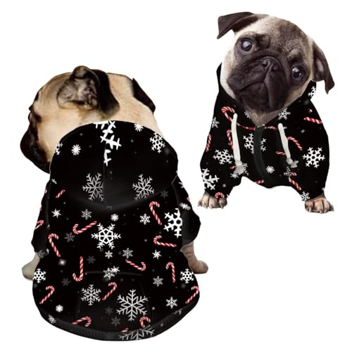 Howilath Kapuzenpullover für Welpen und Katzen, Weihnachtsschneeflocke, Süßigkeiten, Haustierkleidung, Sweatshirt mit Hut, Reißverschluss, Größe L Howilath Kapuzenpullover für Welpen und Katzen, Weihnachtsschneeflocke, Süßigkeiten, Haustierkleidung, Sweatshirt mit Hut, Reißverschluss, Größe L von Howilath