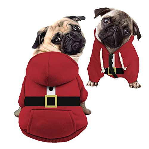 Howilath Weihnachtsmann Welpe Katze Hoodies Pullover, roter Reißverschluss Outfit für kleine Hunde Chihuahua Mantel Kleidung Welpe Katze Kostüm - S von Howilath
