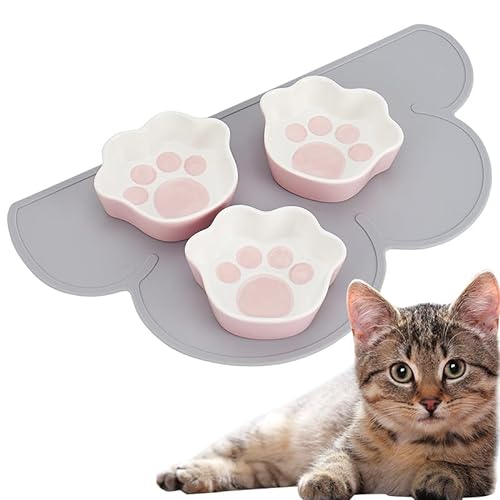 Howise Keramik-Katzennapf mit hübschem Katzenpfotennapf aus Keramik (Rosa) von Howise