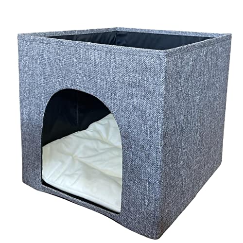 Katzenbett mit Kissen, geeignet für Kallax & Expedit Regale – Katzenhöhle, Katzenkorb, Katzengemütlich (grau) von HowseHold