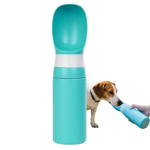 Hozaenwa Hundetrinkflasche,Hundewasserspender Reise 400ml - Auslaufsicherer Edelstahl Spender für Unterwegs Auto Camping von Hozaenwa