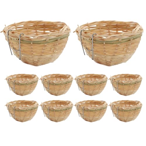 10pcs Kanarischer Nest 3, 9 x 2, 4 Zoll Bambus mit Haken für kleine Vogelpapagei Grütze Cockatiel von Hperu