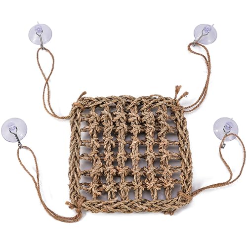 7x7 -Zoll -Vogelfutterspielzeug, Seegrassmatte mit Saugnapfbecher, gewebter Kletterhängematte mit Netto -Kau -Spielzeug für Lovebird Cockatiel 7x7 -Zoll -Vogelfutterspielzeug, Seegrassmatte mit Saugnapfbecher, gewebter Kletterhängematte mit Netto -Kau -Spielzeug für Lovebird Cockatiel von Hperu