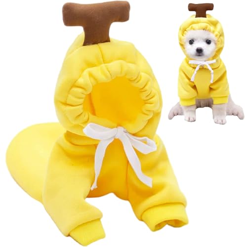 Bananenhund Hoodie mit Kordelkordel, Winter warme Haustierkleidung für kleine Hunde 3-4, 5 kg, süß Bananenhund Hoodie mit Kordelkordel, Winter warme Haustierkleidung für kleine Hunde 3-4, 5 kg, süß von Hperu