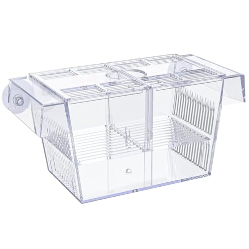 Fischzüchterbox für Aquarium, Züchterbox für Fischtank mit Mehreren Kompartiment transparente ABS mit Saugnapfbecher und Fütterungsanschluss (klar) von Hperu