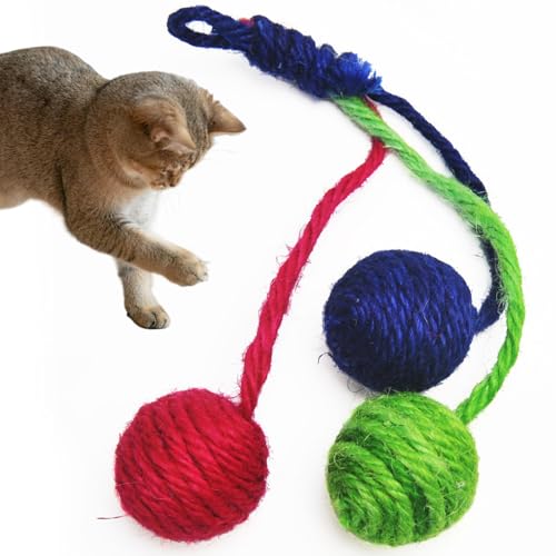 Hängende interaktive Katzenspielzeug -Sisal -Seilball, Katzenhängespielzeug mit 3 Sisalball, Katzenspielzeug für Innenkatzen, Bisshänge -Katzenspielzeug für Kätzchen -Kinderreinigung Hängende interaktive Katzenspielzeug -Sisal -Seilball, Katzenhängespielzeug mit 3 Sisalball, Katzenspielzeug für Innenkatzen, Bisshänge -Katzenspielzeug für Kätzchen -Kinderreinigung von Hperu