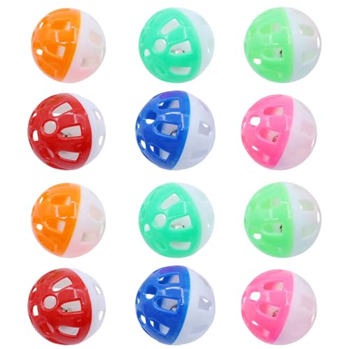 Hperu 12pcs Katzenspielzeugkugel mit Glocke, 1, 5 Zoll farbenfrohe Mesh hohlen Abs Plastik Jingle Voice Interactive Toys für Kätzchen, Farbe zufällig von Hperu