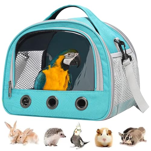 Hperu Hamster -Reisekäfig, 13x8x3in tragbarer Stabiler Bunny -Träger mit Zwei atmungsaktiven Hamsterträger mit Tragetaschen und abnehmbarem Schultergurt (Ultramarine) von Hperu