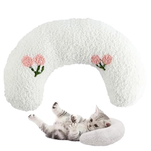 Hperu Haustierkissen, Katzenkissen, weiches Flauschiges Katzenkissen, halb Donut U-förmige Hundehalskissen, waschbares kleines Hundeblüftungskissen mit süßem Stickmuster zum Schlafen, Weiß Hperu Haustierkissen, Katzenkissen, weiches Flauschiges Katzenkissen, halb Donut U-förmige Hundehalskissen, waschbares kleines Hundeblüftungskissen mit süßem Stickmuster zum Schlafen, Weiß von Hperu