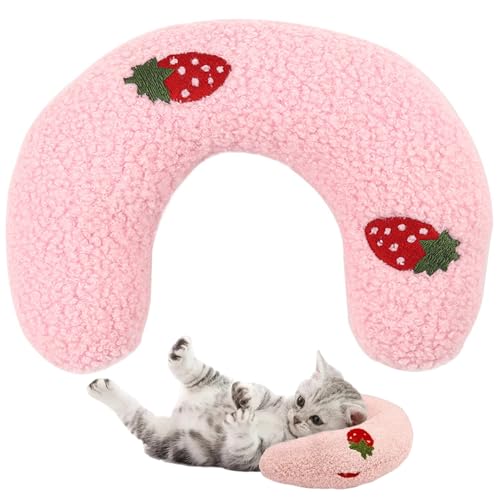 Hperu Haustierkissen, Katzenkissen, weiches Flauschiges Katzenkissen, halber Donut U-förmiges Hundekissen, waschbares kleines Hundekissen mit niedlichem Stickmuster zum Schlafen, rosa Hperu Haustierkissen, Katzenkissen, weiches Flauschiges Katzenkissen, halber Donut U-förmiges Hundekissen, waschbares kleines Hundekissen mit niedlichem Stickmuster zum Schlafen, rosa von Hperu