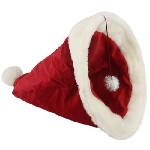Hperu Katze Winter Schlafsack 360 ° Wrap Santa Hut Stiles Plüsch Katze Winter Schlafsack für Burrow Nickerchen Versteck Hperu Katze Winter Schlafsack 360 ° Wrap Santa Hut Stiles Plüsch Katze Winter Schlafsack für Burrow Nickerchen Versteck von Hperu