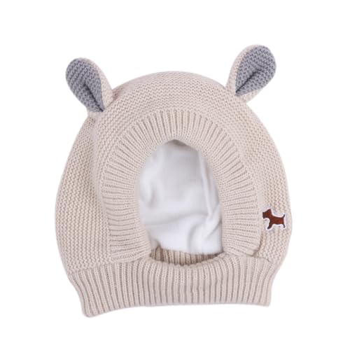 Hundeohrschmerzen Hund gestrickt Hut niedliche Haustier Ohrschütze Lärmschutz Ohrhörerhaube Ruhige Ohrhut für Hunde Beige von Hperu