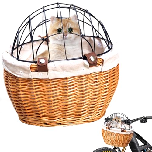 Hperu Hunderadkorb 11.8x9.8x13.8 Atmungsaktives Hohl-Out-Katzenradfahrradträger Abnehmbarer Korbrad Bike Frontkorb mit Drahtnetzabdeckung Vintage Pet Bike Cork für kleine Hundekatzen, Hundebikekorb Hperu Hunderadkorb 11.8x9.8x13.8 Atmungsaktives Hohl-Out-Katzenradfahrradträger Abnehmbarer Korbrad Bike Frontkorb mit Drahtnetzabdeckung Vintage Pet Bike Cork für kleine Hundekatzen, Hundebikekorb von Hperu
