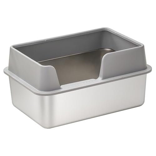Katzentrübterbox, Edelstahldrüsenschachtel eingeschlossen belüftet 20x14x8in großer Kapazität, die für Katzen (grau) verschüttet Werden. von Hperu