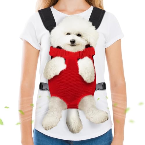 Haustier-Tragerucksack, freihändig, verstellbare Hundetragetasche, Beine, leicht anzubringen, für Wandern, Camping, Reisen, Radfahren für kleine Hunde und Kaninchen, Größe M, Rot Haustier-Tragerucksack, freihändig, verstellbare Hundetragetasche, Beine, leicht anzubringen, für Wandern, Camping, Reisen, Radfahren für kleine Hunde und Kaninchen, Größe M, Rot von Hpetppy