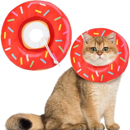 Katzenkegel-Halsband, weich, Katzen-Genesungshalsband für Wundheilung, niedlicher Donut, verstellbare Kätzchen-Zapfen, um das Lecken zu stoppen, bequem, leicht, elisabethanische Halsbänder für Katzenkegel-Halsband, weich, Katzen-Genesungshalsband für Wundheilung, niedlicher Donut, verstellbare Kätzchen-Zapfen, um das Lecken zu stoppen, bequem, leicht, elisabethanische Halsbänder für von Hpetppy