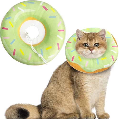 Katzenkegel-Halsband, weich, Katzen-Genesungshalsband für Wundheilung, niedlicher Donut, verstellbare Kätzchen-Zapfen, um das Lecken zu stoppen, bequem, leicht, elisabethanische Halsbänder für Katzenkegel-Halsband, weich, Katzen-Genesungshalsband für Wundheilung, niedlicher Donut, verstellbare Kätzchen-Zapfen, um das Lecken zu stoppen, bequem, leicht, elisabethanische Halsbänder für von Hpetppy