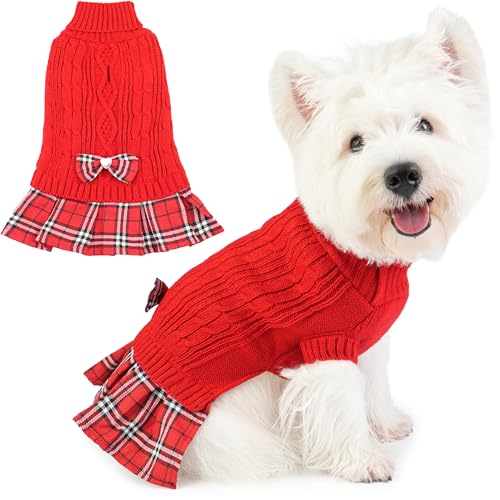 Kleiner Hundepullover mit Fliege, warmer Rollkragen, für Mädchen, Hundekleidung im Winter, gestrickter Haustierpullover für Welpen, Hunde, Chihuahua, Yorkie, Katzen, Pullover für Weihnachten Kleiner Hundepullover mit Fliege, warmer Rollkragen, für Mädchen, Hundekleidung im Winter, gestrickter Haustierpullover für Welpen, Hunde, Chihuahua, Yorkie, Katzen, Pullover für Weihnachten von Hpetppy