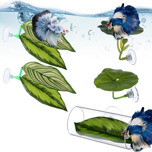 Betta Fischblatt-Hängematte, weiche Aquarium-Dekoration, Kunststoffpflanzen, Betta-Aquarium-Dekoration, komfortable Ruhefläche zur Simulation des natürlichen Lebensraums, Fische, Aquarium-Ornamente, 5 von Hpmjz
