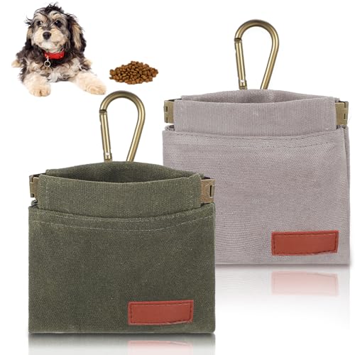 Hpmjz 2 x Hundeleckerli-Beutel, tragbar, für Welpen, Hundetraining, Leckerli-Tasche im Taschenformat, freihändiges Gassigehen, automatisches Schließen, Haustierfutter, Snack, Belohnungstasche für von Hpmjz