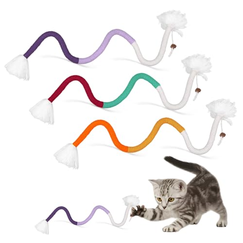 Hpmjz 3 Stück Interaktives Katzenstab Spielzeug, 3Pcs Buntes bissfestes Seil zum Necken der Katze Zauberstab für Kitten Training Cat Zauberstab Kitten Cat Exerciser für Zahnpflege und Stressabbau von Hpmjz