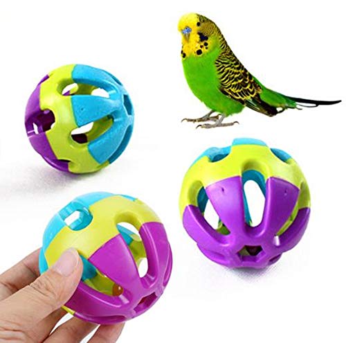 Hpybest Kauspielzeug für Papageien, 7 cm, ABS, Bälle mit Glocke, interaktives Training, 3 Stück von Hpybest