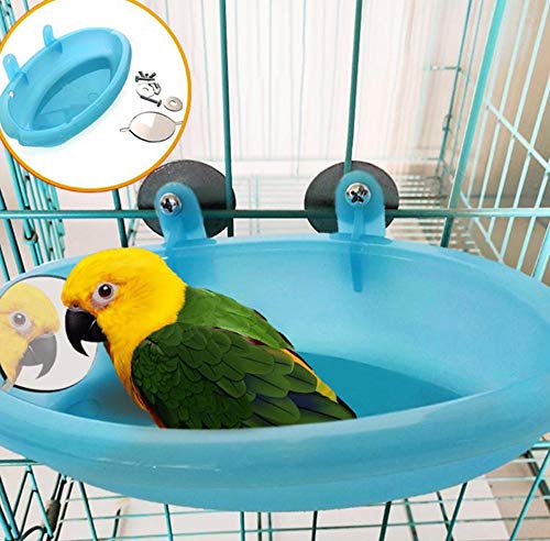 Hpybest Papageien-Badewanne mit Spiegel, Haustierkäfig-Zubehör, Vogelspiegel-Badewanne, Duschbox, Vogelkäfig für kleine Vögel und Papageien von Hpybest