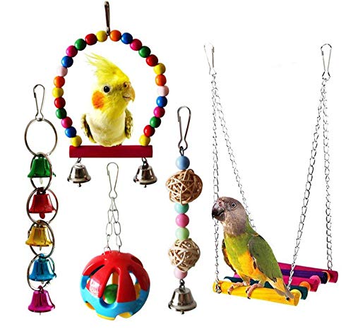 Hpybest Papageien-Spielzeug für Vogelkäfig, Hängematte, Hängematte, Hängematte, Spielzeug zum Aufhängen, Aras, Papageien, Finken, Kauspielzeug für Vögel von Hpybest
