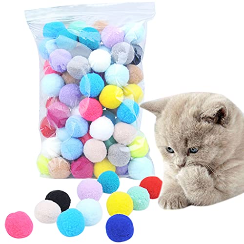 Hpybest süßes, lustiges Katzenspielzeug, dehnbarer Plüschball, 2,5 cm, kreatives buntes interaktives Katzenspielzeug von Hpybest