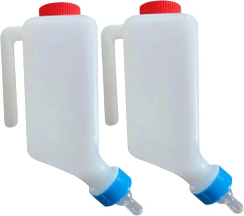 2 x Lamm-Futterflasche, kleine Tier-Futterstation, Ziegenmilch-Futterstation, hängende Lammflasche mit hängender Milch-Futterflasche, kleine Ziege, Kalb, Schaf, Stillflasche mit Griff von Hqunjikp