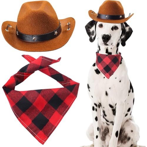 Hrlace Cowboyhut und Bandana Schal für Hunde und Katzen Haustierkostüm Set Hunde-Cowboy-Kostüm-Set für Geburtstag Weihnachten Halloween Urlaub Feiertag Party Cosplay Dekoration Set#1 Hrlace Cowboyhut und Bandana Schal für Hunde und Katzen Haustierkostüm Set Hunde-Cowboy-Kostüm-Set für Geburtstag Weihnachten Halloween Urlaub Feiertag Party Cosplay Dekoration Set#1 von Hrlace