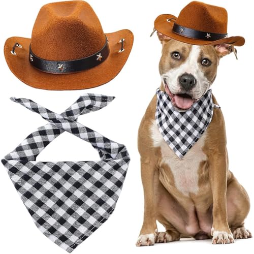 Hrlace Cowboyhut und Bandana Schal für Hunde und Katzen Haustierkostüm Set Hunde-Cowboy-Kostüm-Set für Geburtstag Weihnachten Halloween Urlaub Feiertag Party Cosplay Dekoration Set#2 Hrlace Cowboyhut und Bandana Schal für Hunde und Katzen Haustierkostüm Set Hunde-Cowboy-Kostüm-Set für Geburtstag Weihnachten Halloween Urlaub Feiertag Party Cosplay Dekoration Set#2 von Hrlace