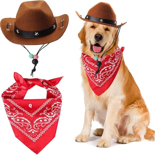 Hrlace Cowboyhut und Bandana Schal für Hunde und Katzen Haustierkostüm Set Hunde-Cowboy-Kostüm-Set für Geburtstag Weihnachten Halloween Urlaub Feiertag Party Cosplay Dekoration Set#7 Hrlace Cowboyhut und Bandana Schal für Hunde und Katzen Haustierkostüm Set Hunde-Cowboy-Kostüm-Set für Geburtstag Weihnachten Halloween Urlaub Feiertag Party Cosplay Dekoration Set#7 von Hrlace