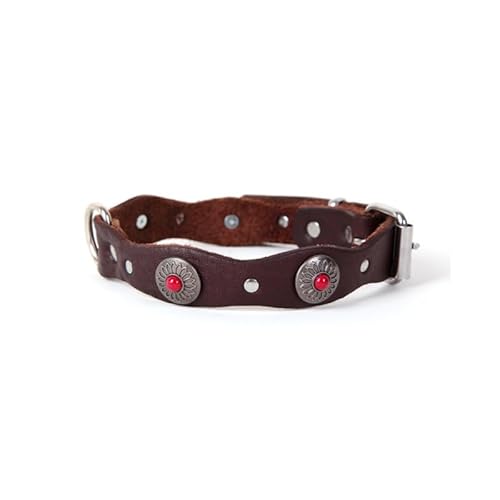 Hrlace Lederhalsband Hund Haustier Halsband Handgefertigt Verstellbarer Hundehalsband mit Metall-Klickverschluss Vintage Art-gewellte Seite mit Türkis für Große und Mittelgroße Hunderassen Rot L Hrlace Lederhalsband Hund Haustier Halsband Handgefertigt Verstellbarer Hundehalsband mit Metall-Klickverschluss Vintage Art-gewellte Seite mit Türkis für Große und Mittelgroße Hunderassen Rot L von Hrlace