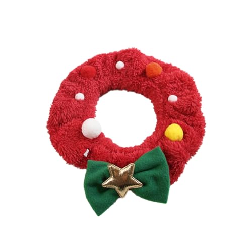 Hrlace Weihnachten hundehalsband mit Schleife Weihnachts Plüsch Katzenhalsband weiches Haustierhalsband Niedlich Rot Weihnachtshalsband Katze-Halsband Haustier Halsband für Katzen und Hunde M von Hrlace
