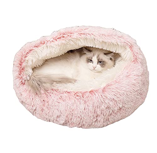 65 x 65 cm süßes rosa Katzenbett Katzenhöhle Katzennest – überzogenes Haustierbett Katzenzelt – rundes Haustierbett, warmes Schlafbett für Katzen, Kätzchen, Welpen, rutschfest, maschinenwaschbar von Hruile