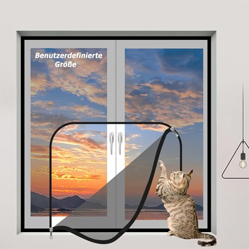 Benutzerdefinierte Größe Fensternetz für Katzen mit Reißverschluss, Fliegengitter für Balkon Terrasse Garten, Haustiere Sicherheitsgitter, Katzenschutz Netz von Hruile