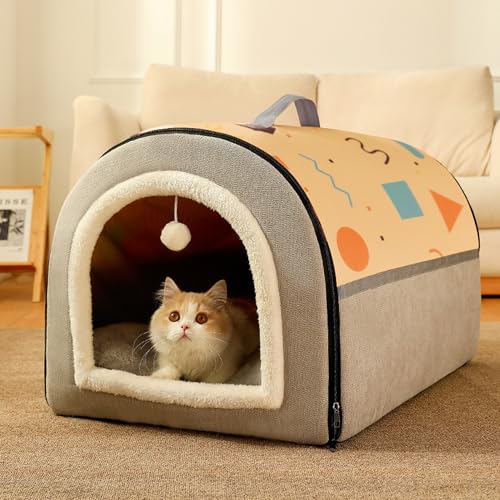 Gemütliches Ganzjahres-Haustierbett, 2-in-1-Katzenhaus, geschlossenes Katzenhöhlenbett, abnehmbares Katzenzelt, Haus für drinnen und draußen, Schlafplatz für Haustiere, Kaninchen, Welpen, Kleintiere Gemütliches Ganzjahres-Haustierbett, 2-in-1-Katzenhaus, geschlossenes Katzenhöhlenbett, abnehmbares Katzenzelt, Haus für drinnen und draußen, Schlafplatz für Haustiere, Kaninchen, Welpen, Kleintiere von Hruile